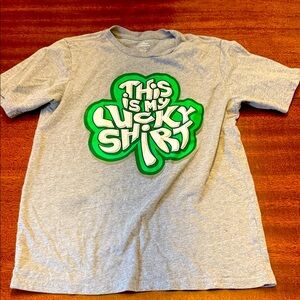 Gray Kids T-Shirt with Green Shamrock Design